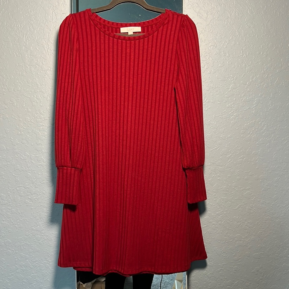 Loft, Red, long sleeve dress. Size XS